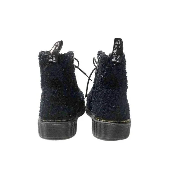 DR MARTENS Junior 1460 Pascal Tinsel Fur Lace Up Boots Black 12 29 Sparkly Girls - Picture 10 of 14